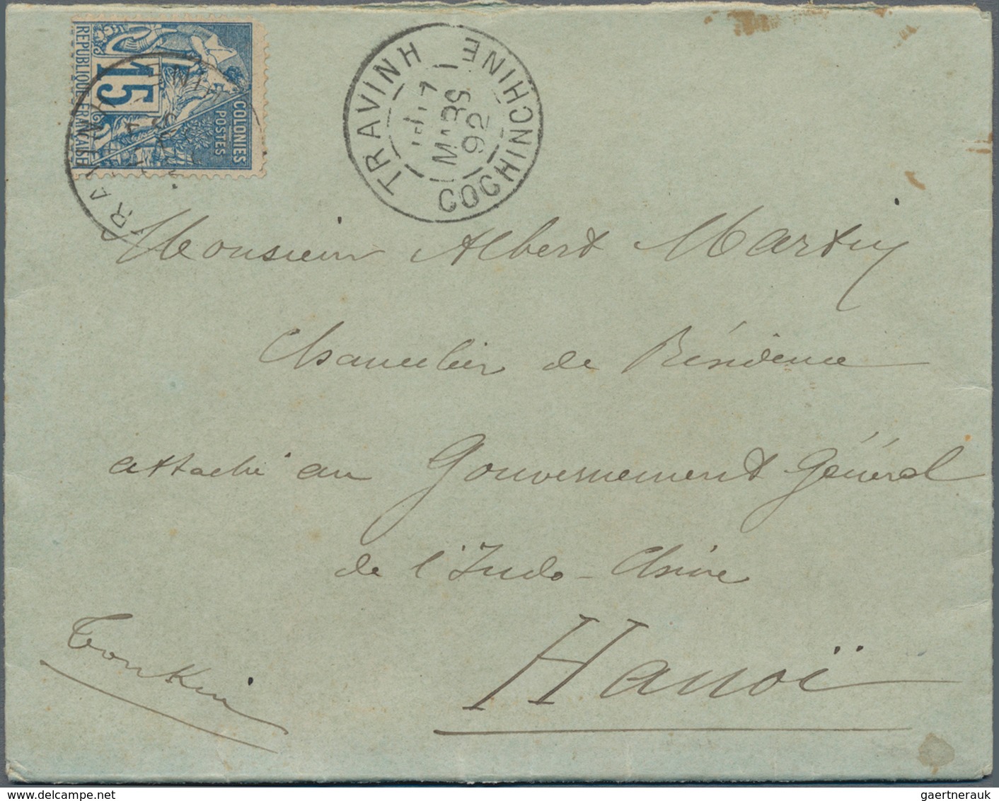 Französisch-Indochina: 1892/93, Correspondence Of 5 Covers To Chancellor Of Residency Of Govt. Gener - Briefe U. Dokumente