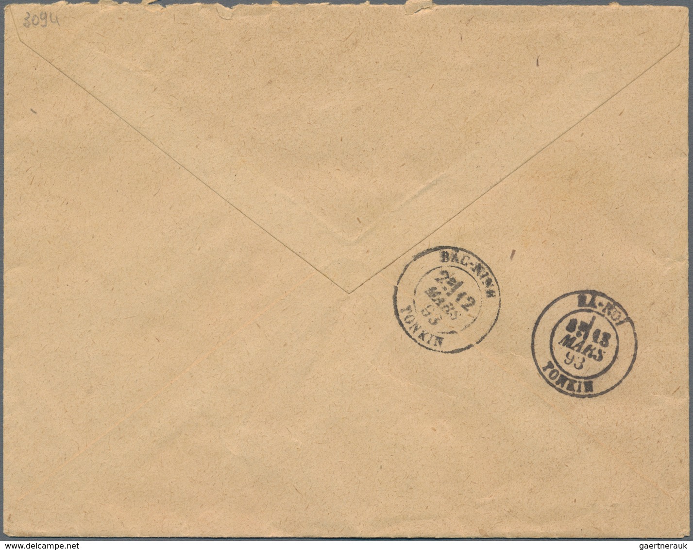 Französisch-Indochina: 1892/93, correspondence of 5 covers to chancellor of Residency of Govt. Gener