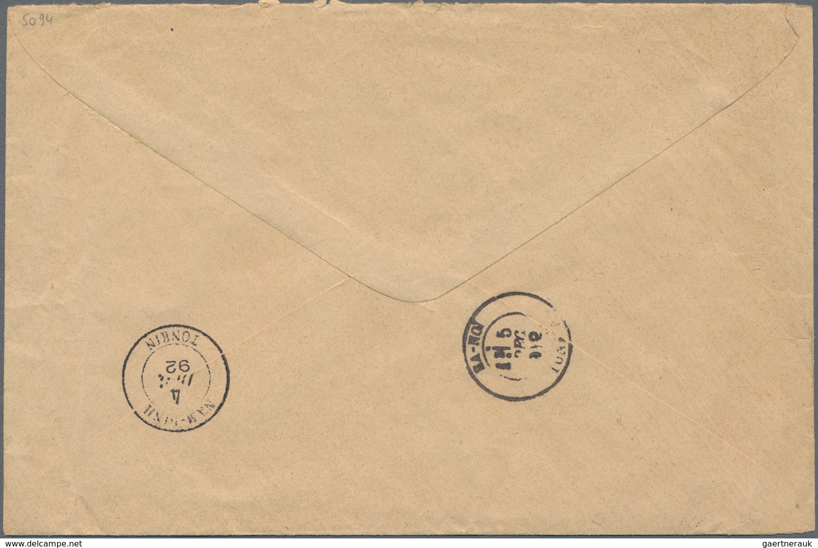 Französisch-Indochina: 1892/93, correspondence of 5 covers to chancellor of Residency of Govt. Gener