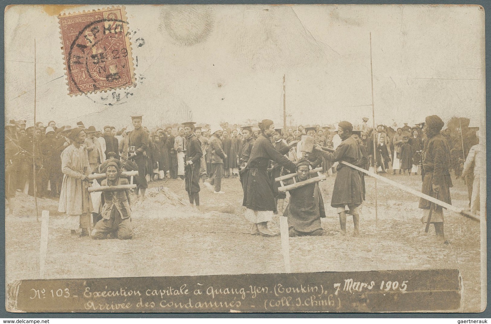 Französisch-Indochina: 1905, real photo ppc set of seven numbered No. 102/107, "Exécution capitale à