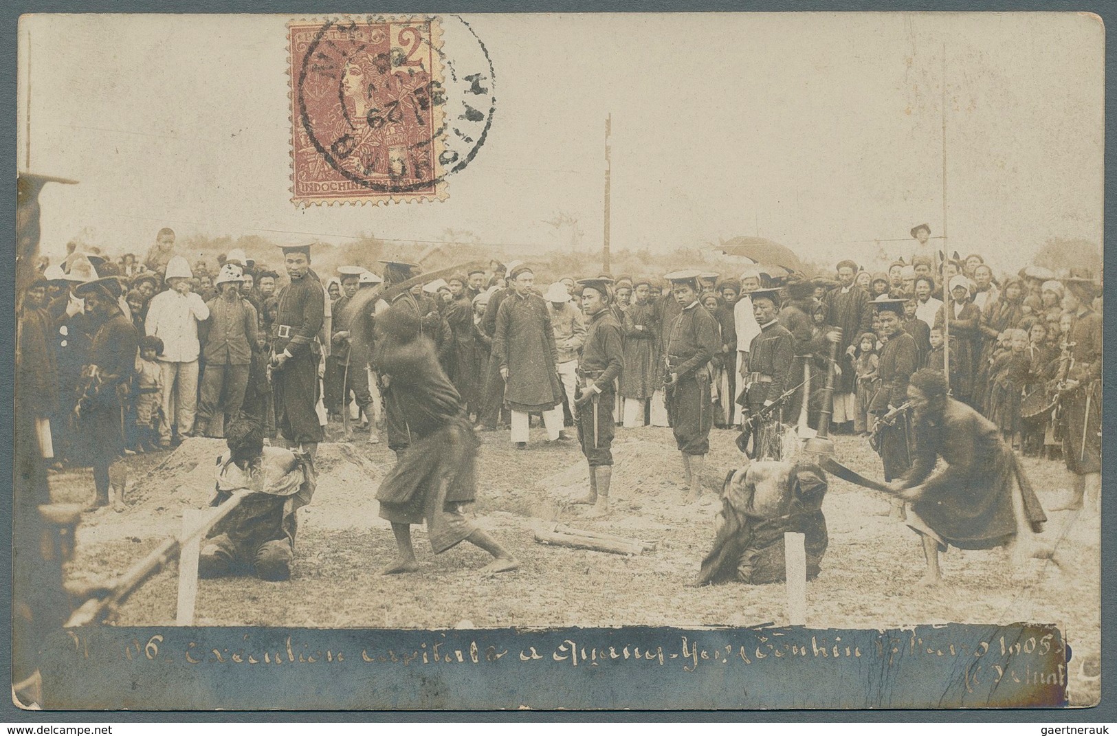 Französisch-Indochina: 1905, real photo ppc set of seven numbered No. 102/107, "Exécution capitale à