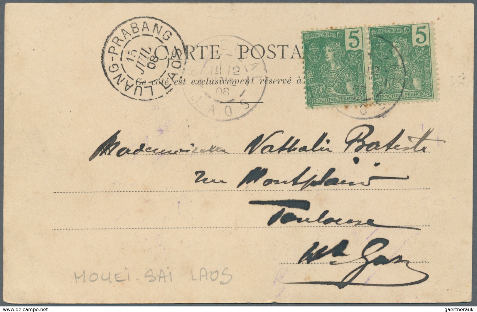 Französisch-Indochina: 1908. Picture Postcard Of ‘Vietri, Tonkin' Addressed To France Bearing French - Cartas & Documentos