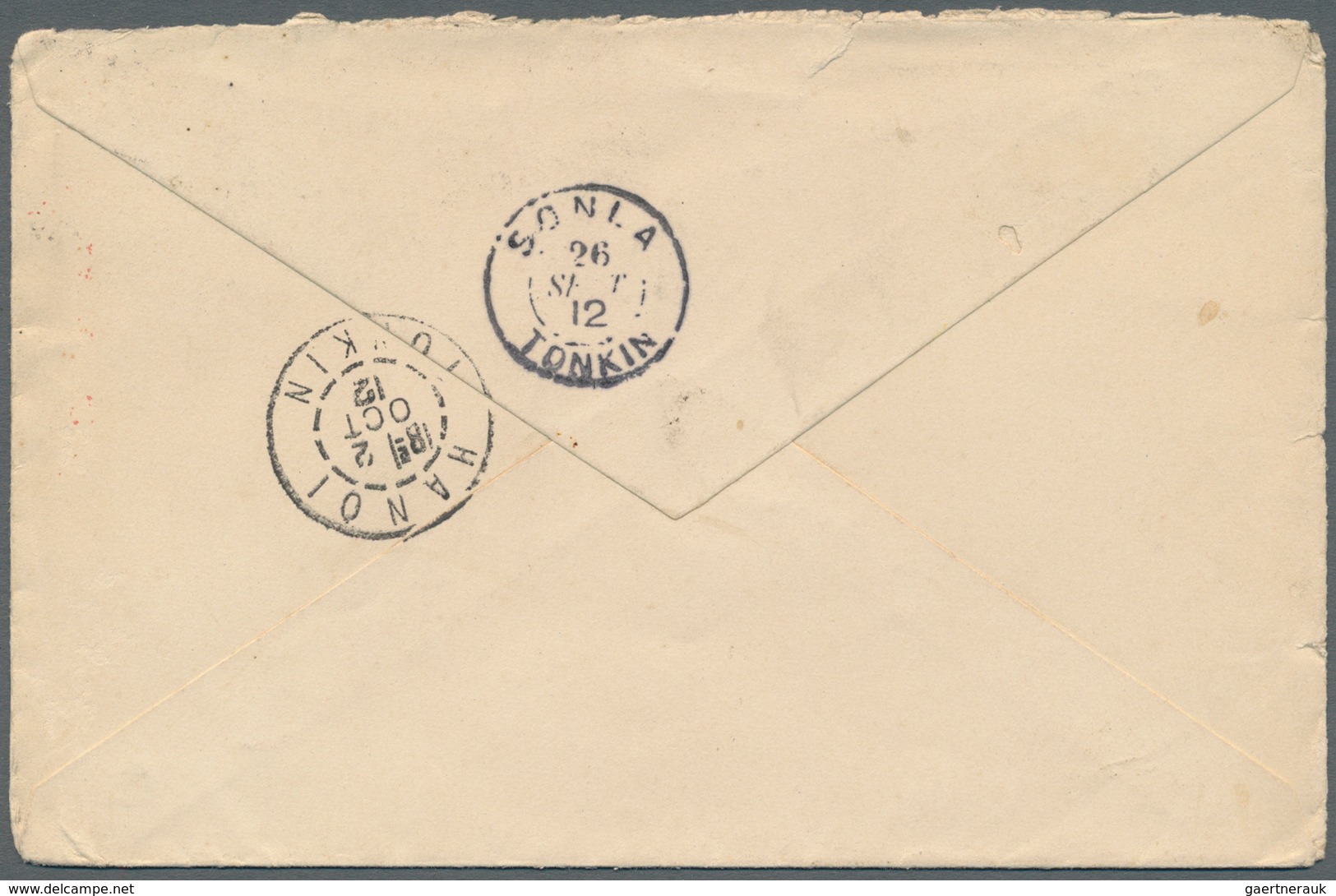 Französisch-Indochina: 1912. Envelope Addressed To Paris Bearing French Indo-China SG 34, 10c Red Ti - Cartas & Documentos