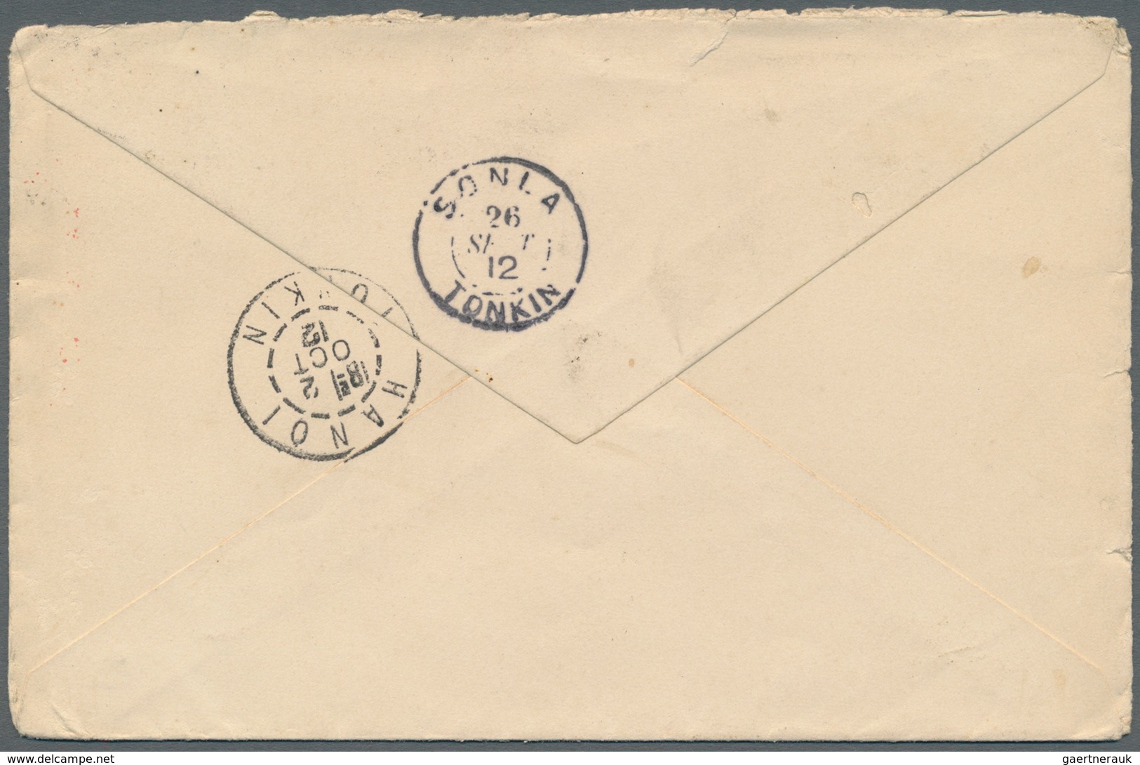 Französisch-Indochina: 1912. Envelope Addressed To Paris Bearing French Indo-China SG 34, 10c Red Ti - Brieven En Documenten