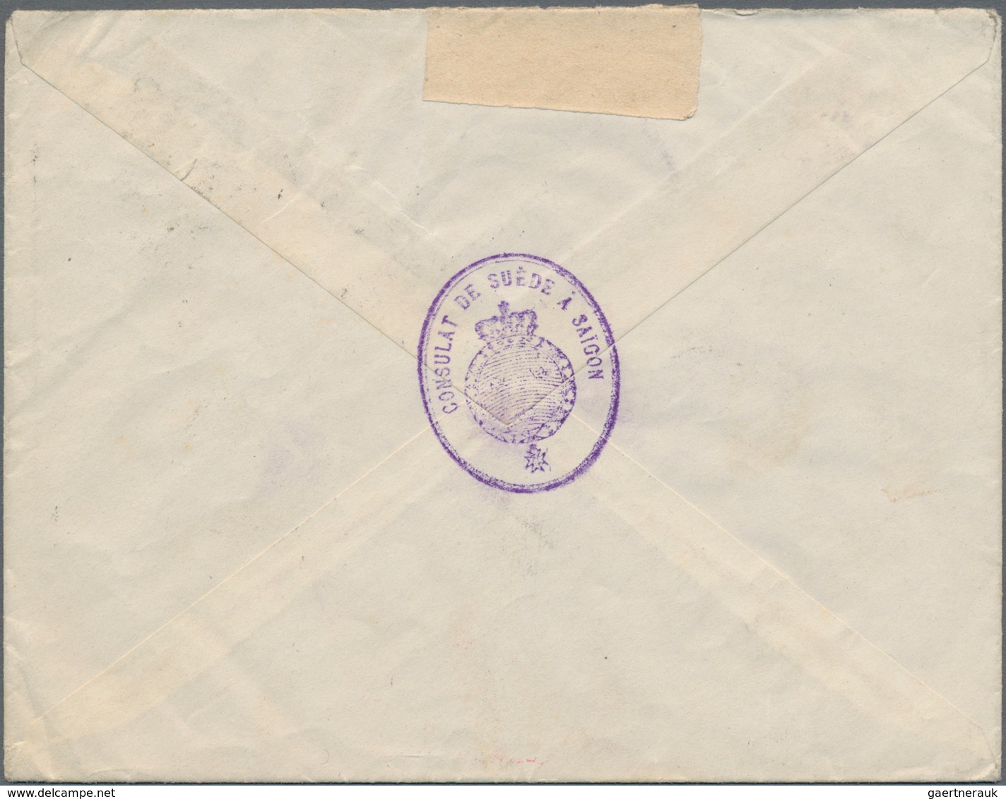 Französisch-Indochina: 1915, "OUVERT / Par / L'AUTORITE MILITAIRE", Three-line Violet Hs. Ties Blanc - Cartas & Documentos