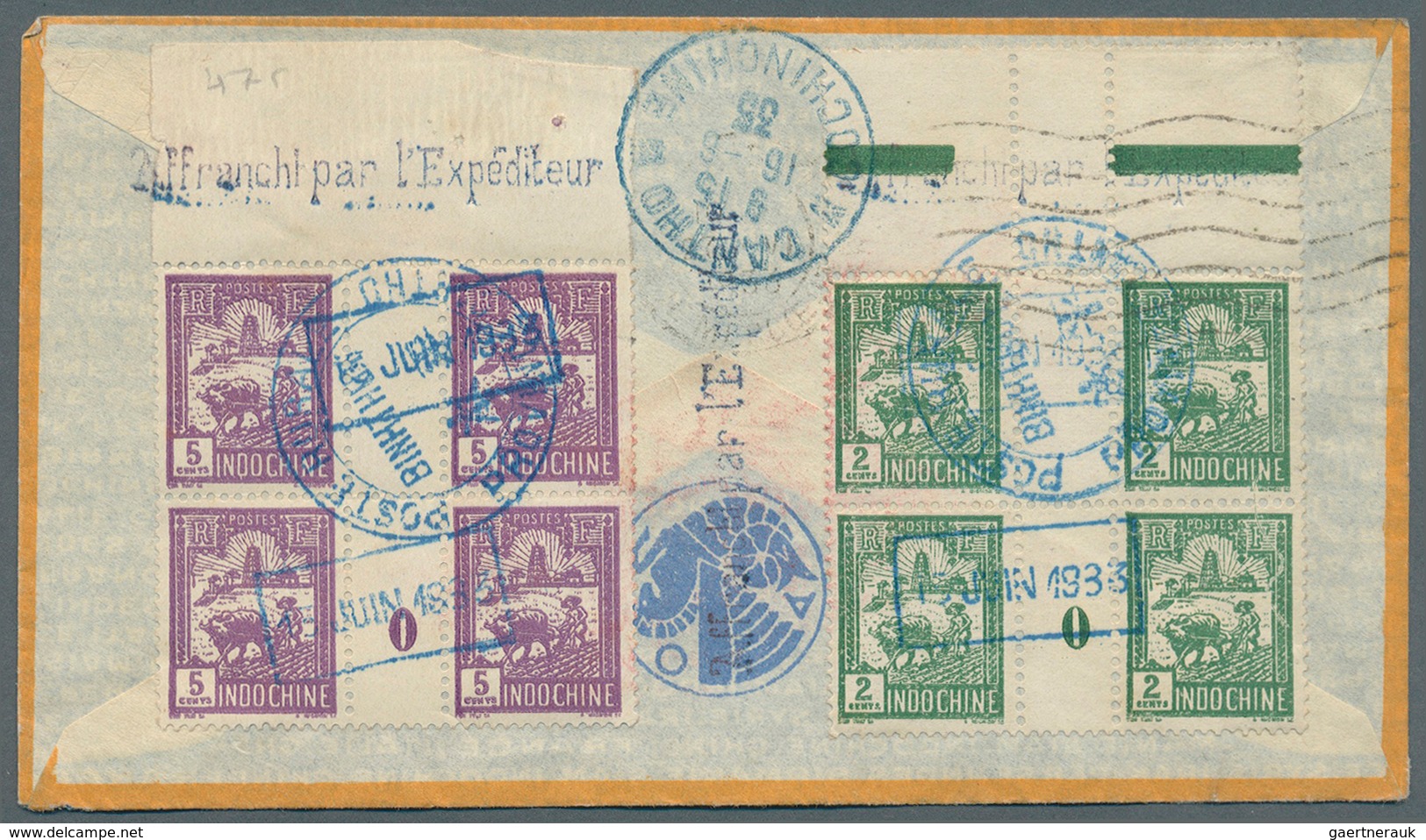 Französisch-Indochina: 1933. Air Mail Envelope (with Content) Addressed To France Bearing Indo-China - Covers & Documents