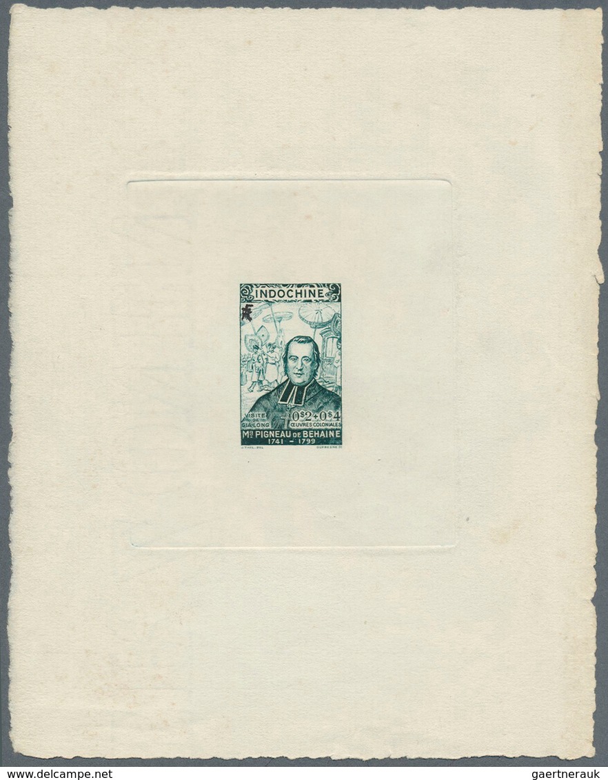 Französisch-Indochina: 1943. Green Colored épreuve D'artiste In A NON-ISSUED DESIGN For The Stamp "P - Cartas & Documentos