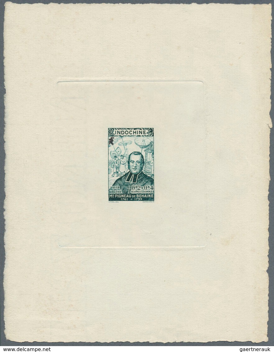 Französisch-Indochina: 1943. Green Colored épreuve D'artiste In A NON-ISSUED DESIGN For The Stamp "P - Brieven En Documenten
