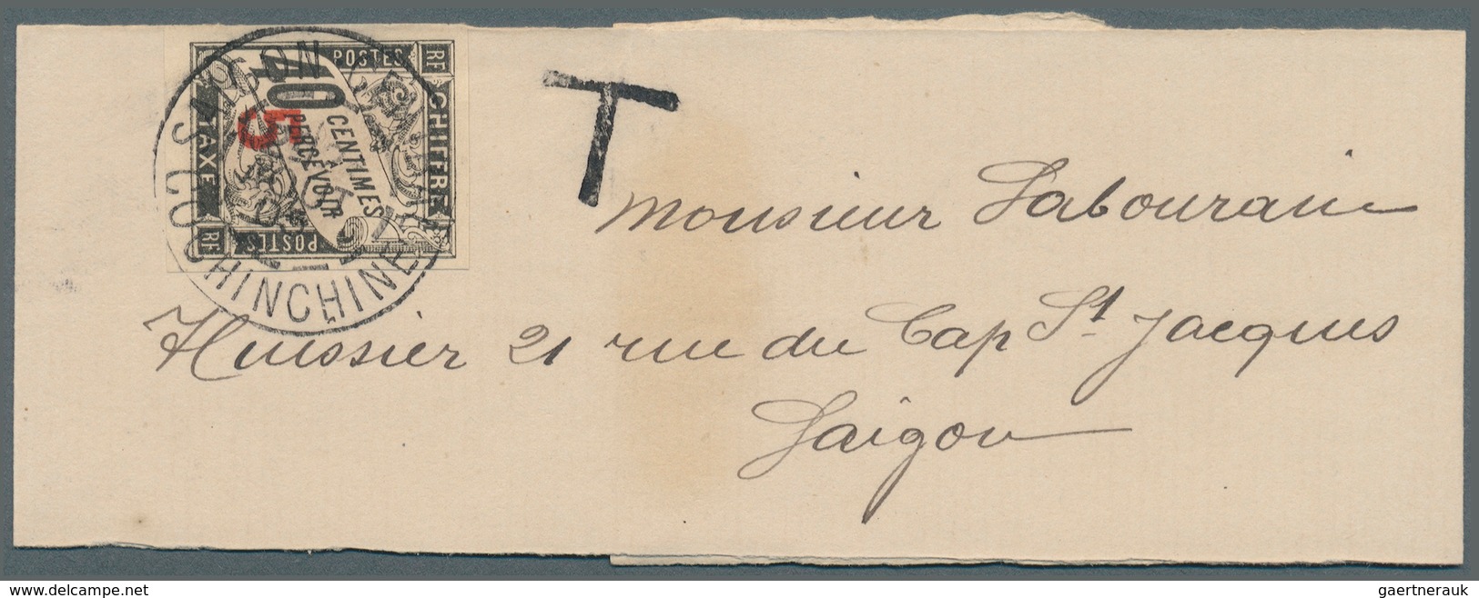 Französisch-Indochina - Portomarken: 1905. News-Band Wrapper Addressed To Saigon Bearing Indo-China - Strafport