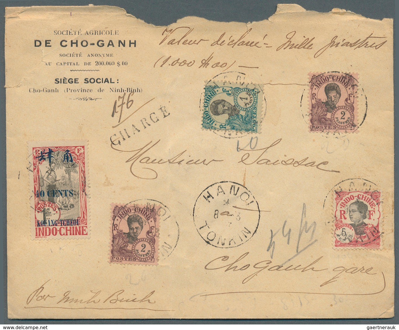 Französisch-Indochina - Postämter In Südchina: KOUANG-TCHEOU: 1927. Charged Envelope (opening Faults - Other & Unclassified