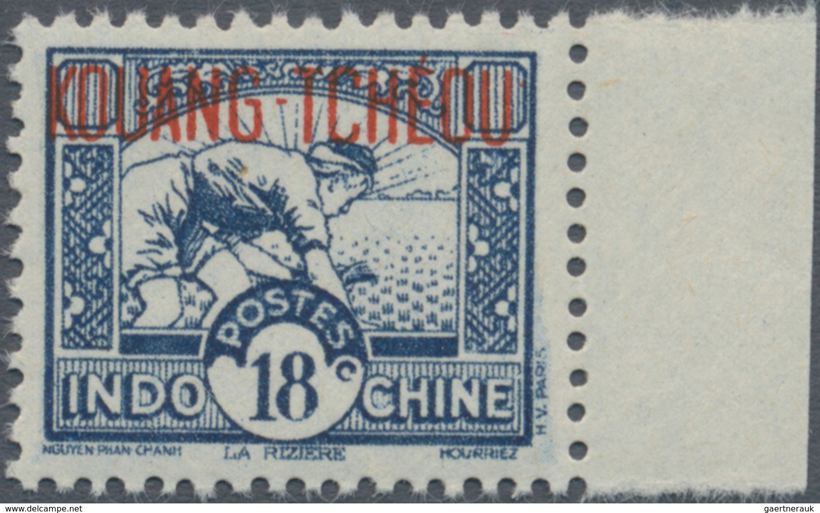Französisch-Indochina - Postämter In Südchina: 1941, Definitive 18 C Blue With Red Overprint "KOUANG - Other & Unclassified