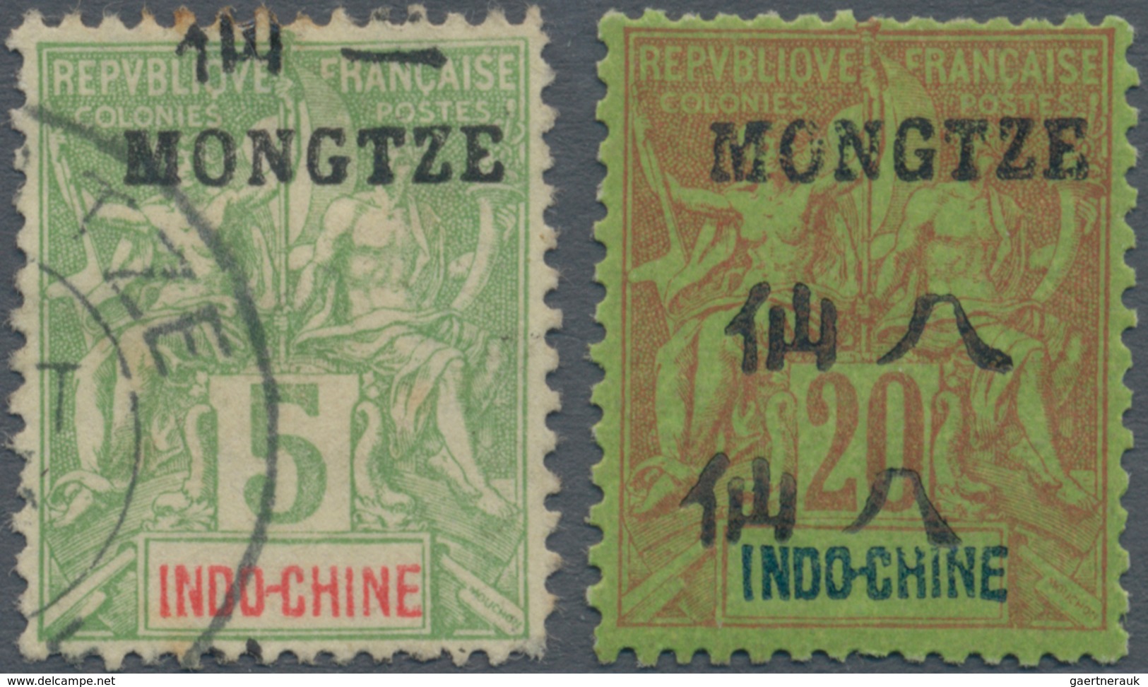 Französisch-Indochina - Postämter In Südchina: 1902 - 1904, Allegory Of Peace 5 C And 20 C With Over - Other & Unclassified