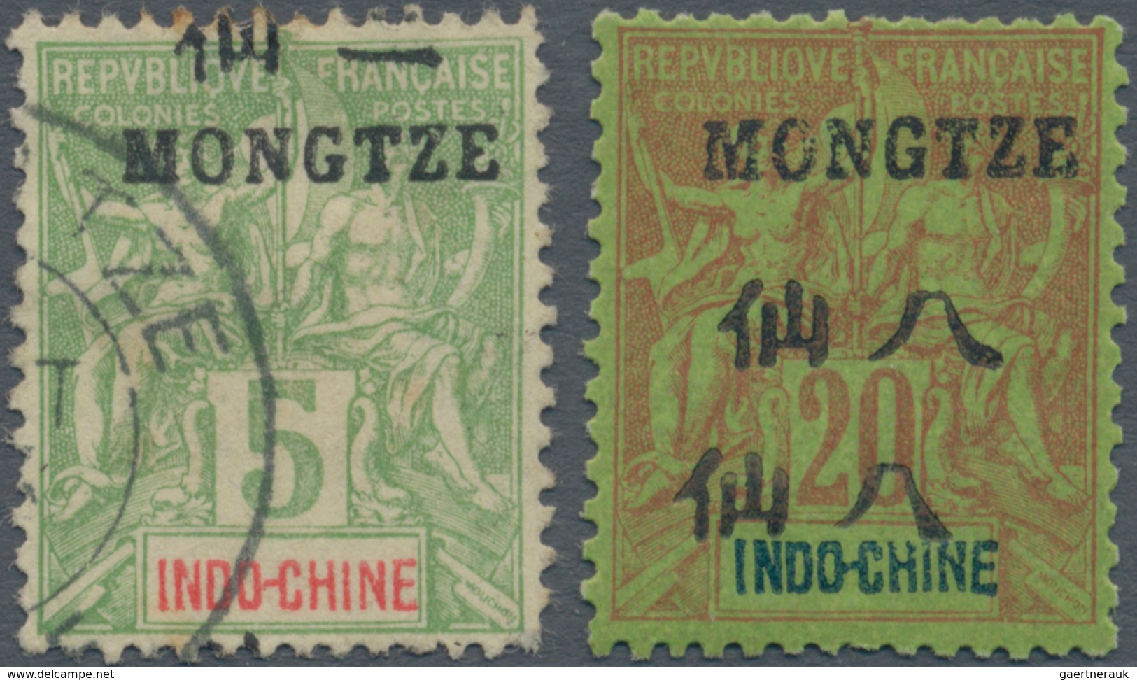 Französisch-Indochina - Postämter In Südchina: 1902 - 1904, Allegory Of Peace 5 C And 20 C With Over - Andere & Zonder Classificatie