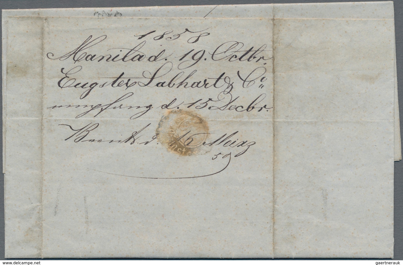 Hongkong: 1858, Letter From MANILA To Limbach (Sachsen). The Letter Was Brought To Hongkong By Priva - Andere & Zonder Classificatie