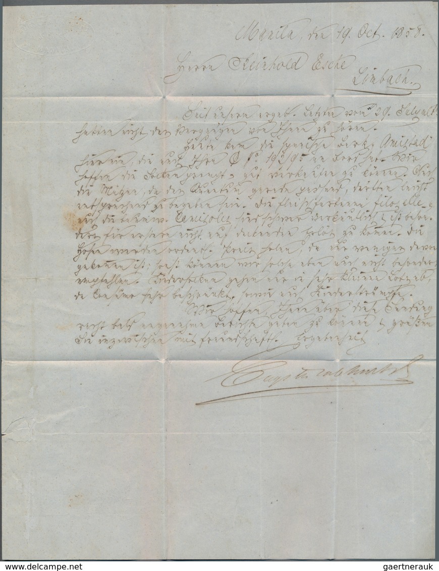 Hongkong: 1858, Letter From MANILA To Limbach (Sachsen). The Letter Was Brought To Hongkong By Priva - Andere & Zonder Classificatie