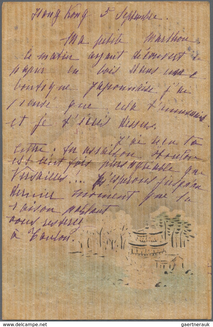Hongkong: 1901,1902, Illustrated Letter With Content And Postcard To France Respectively To Scotland - Other & Unclassified