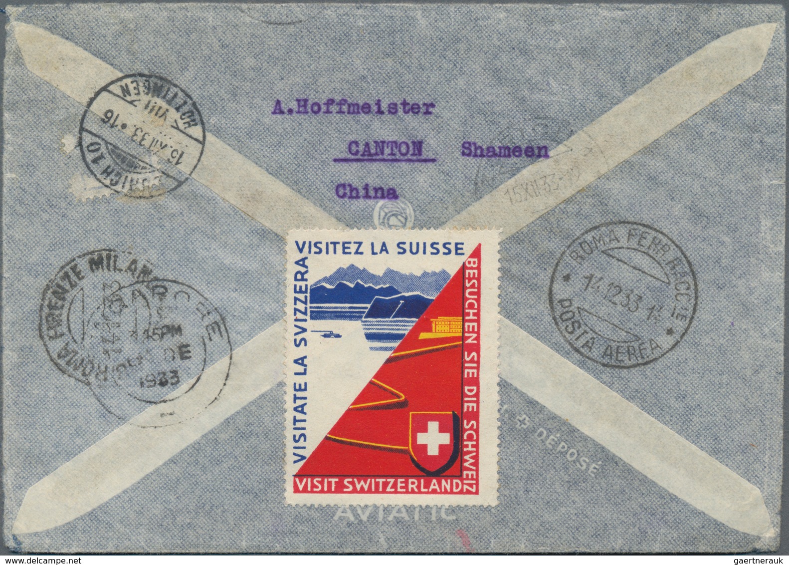 Hongkong: 1921, KGV $1, 50 C. And 30 C. As $1.80 Frank Tied "HONG KONG AIR MAIL" To Registered Air M - Other & Unclassified