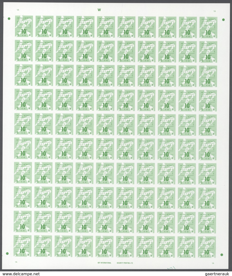 Hongkong - Portomarken: 1987, 10c.-$10, Complete Set Of Six Values In IMPERFORATE Sheets Of 100 Stam - Postage Due