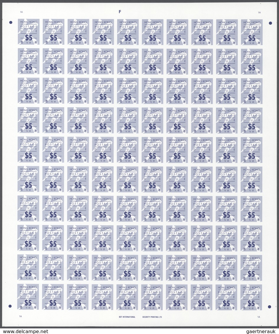 Hongkong - Portomarken: 1987, 10c.-$10, Complete Set Of Six Values In IMPERFORATE Sheets Of 100 Stam - Postage Due