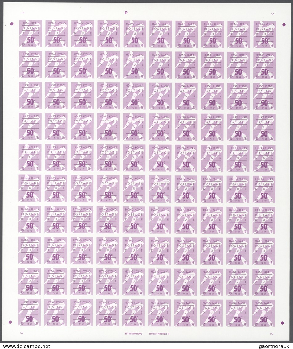 Hongkong - Portomarken: 1987, 10c.-$10, complete set of six values in IMPERFORATE sheets of 100 stam