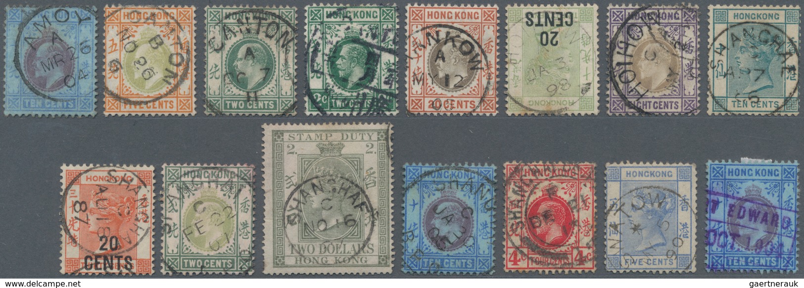 Hongkong - Britische Post In China: 1874/1912, Fifteen (15) Stamps Of Differentr Kinds, With Good Po - Brieven En Documenten