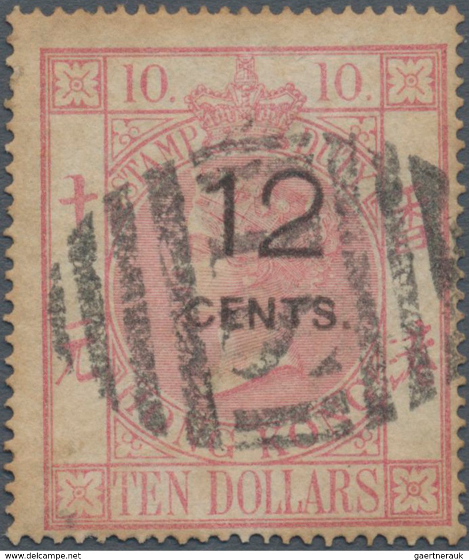 Hongkong - Treaty Ports: Shanghai, 1882, Postally Used Fiscals,12 C./$10 Canc. Oval Bar "S1" (SG Z88 - Andere & Zonder Classificatie