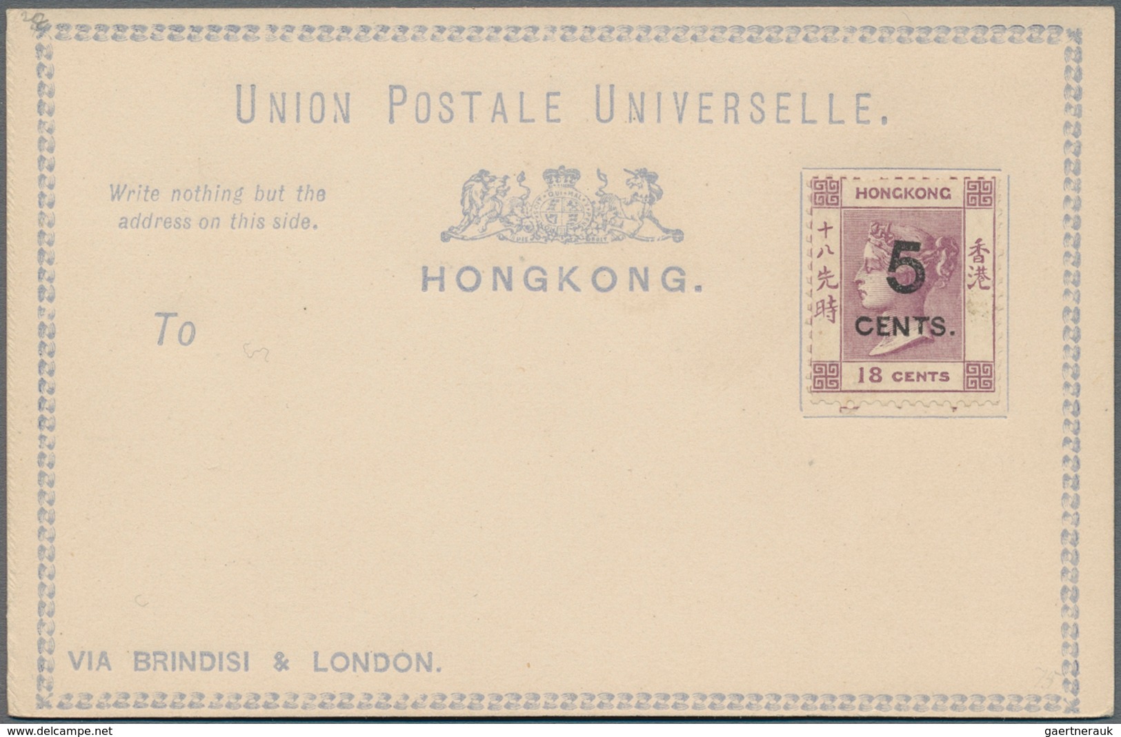 Hongkong - Ganzsachen: 1879, 3 C./10 C. On Pale Red Imprinted Form And 5 C./18 C. On Blue Imprinted - Ganzsachen