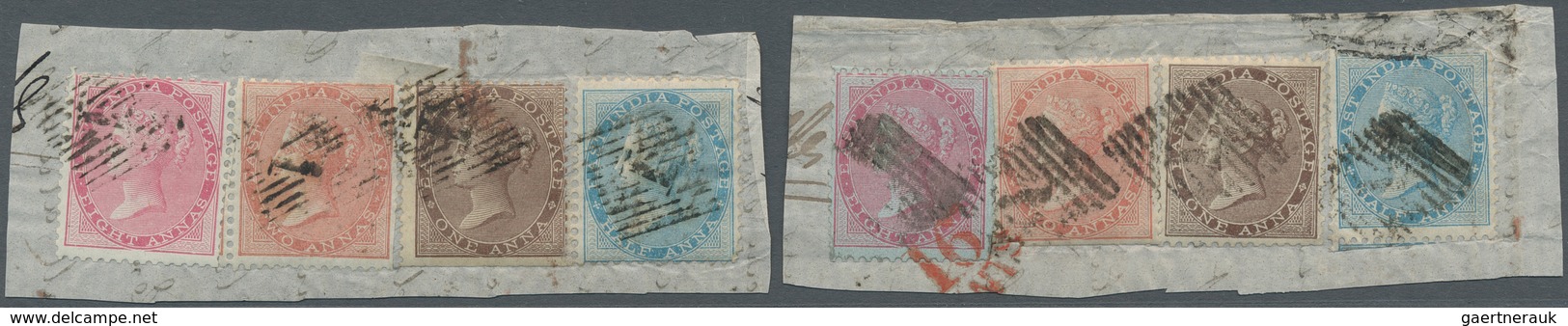 Indien: 1855-1864, Multi-colour Franking Fragments From A Correspondence From India To The United St - 1852 Sind Province