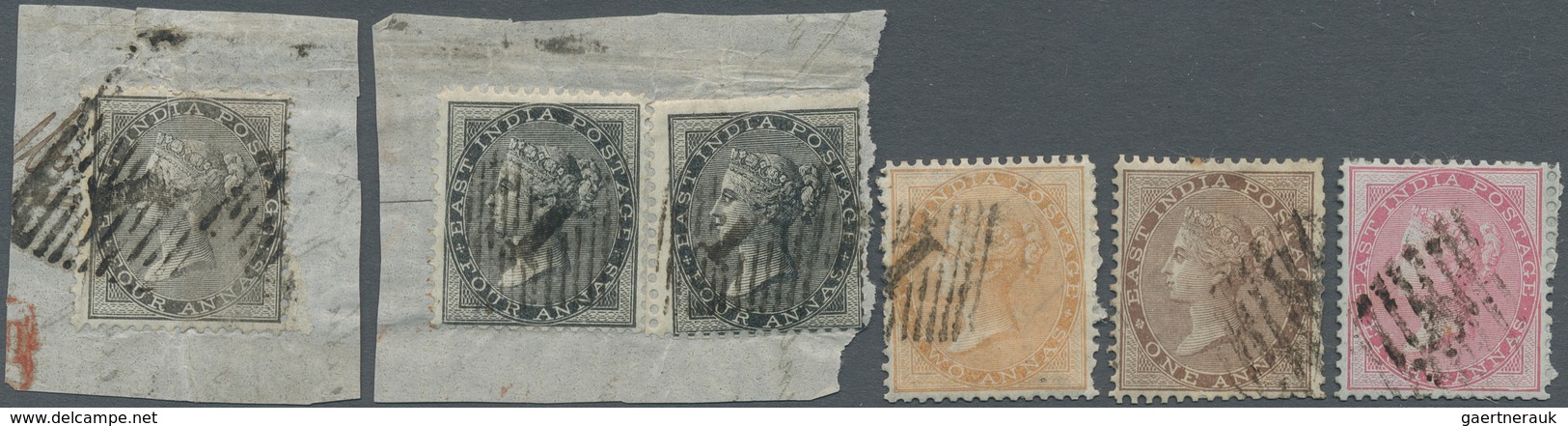 Indien: 1855-1864, Multi-colour franking fragments from a correspondence from India to the United St