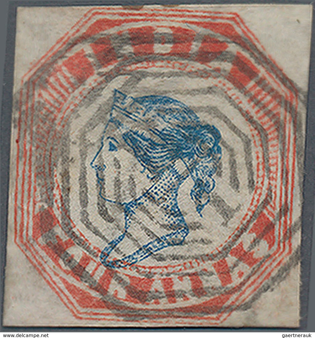 Indien: 1854-55 Lithographed 4a. Blue & Red, 5th Printing, Pos. 7, Used And Cancelled By Fine Strike - 1852 Provincie Sind