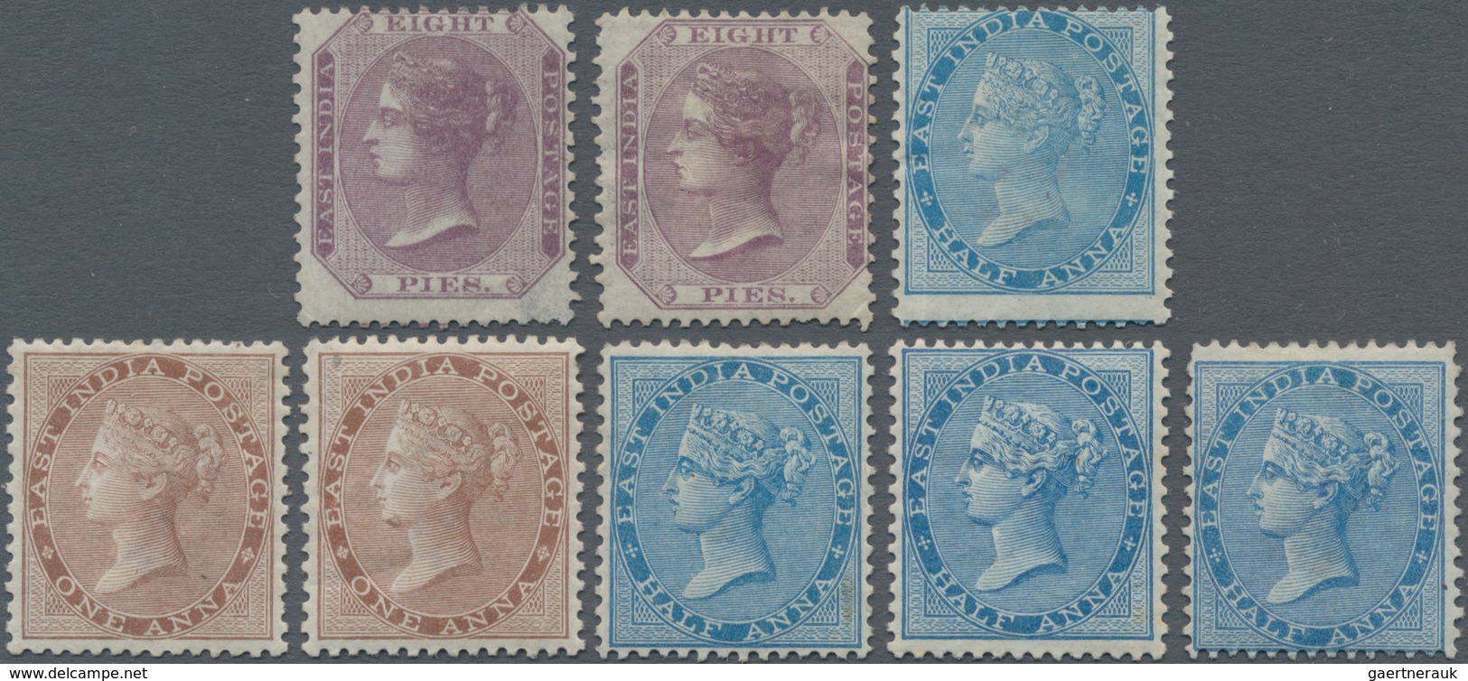 Indien: 1860-91: Group Of 20 Mint Stamps Including 8 East India (8p-1a) And 12 Of India QV Issues As - 1852 Provincie Sind