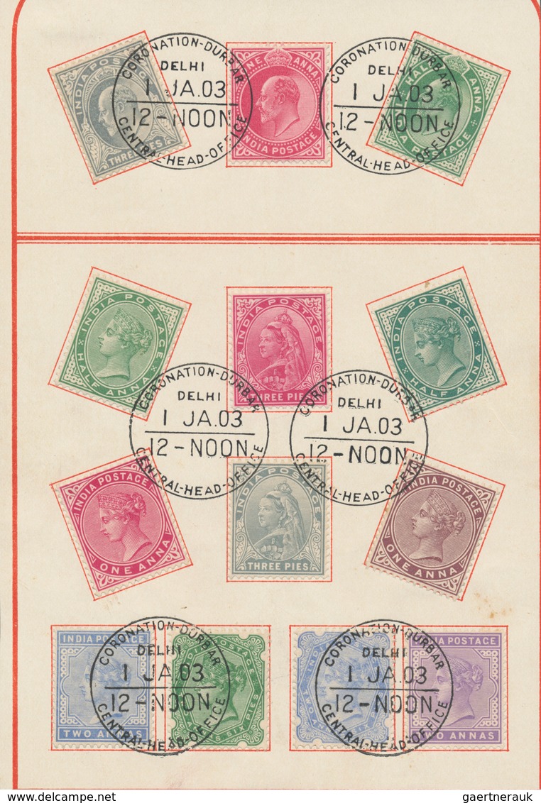 Indien: 1903 CORONATION DURBAR: Two Sheetlets Bearing 22 Stamps (from East India 6a. To KEVII. 1a. I - 1852 Sind Province