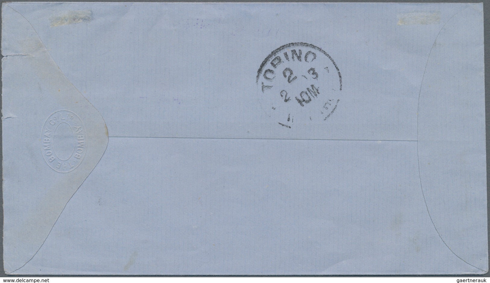 Indien: 1902 (ca.), QV ½a. Yellow-green And Pair KEVII 1a. Carmine On Ship Letter "Per S.s. D.Baldui - 1852 Provincia De Sind
