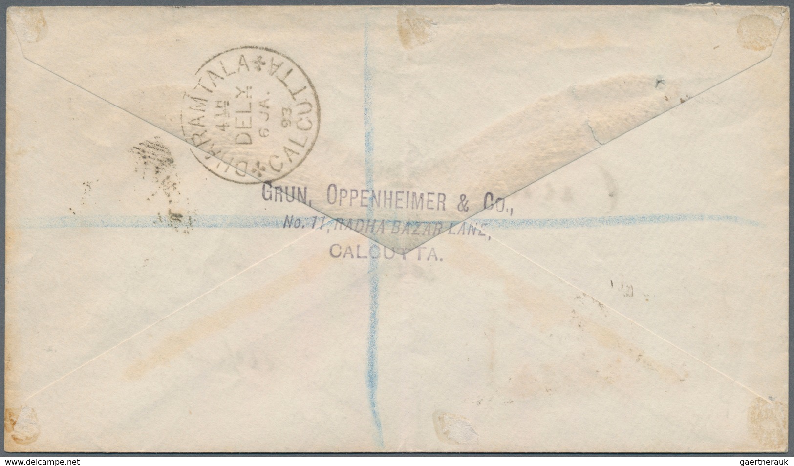 Indien: 1893, 2 Annas/six Pence Yellew Postal Stationery Registered Cover Cancelled "CALCUTTA" Used - 1852 Sind Province