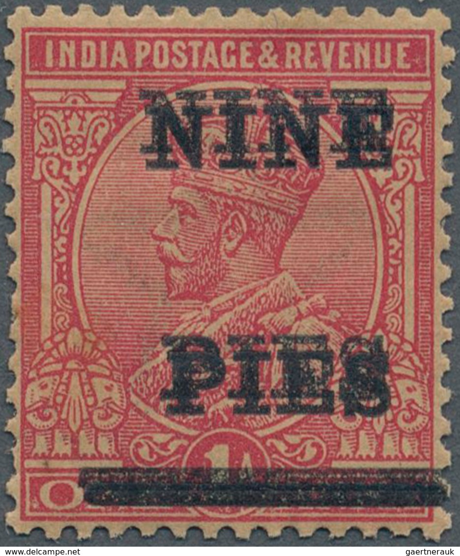 Indien: 1921 9p. On 1a. Carmine, Variety SURCHARGE DOUBLE, Mounted Mint With Large Part Original Gum - 1852 Provincie Sind