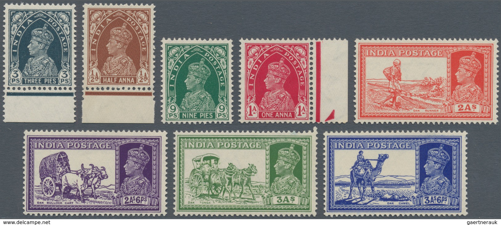 Indien: 1937-40 KGVI. Complete Set Of 18, Mint Never Hinged, The 6a. With A Little Piece Of White Pa - 1852 Provincie Sind