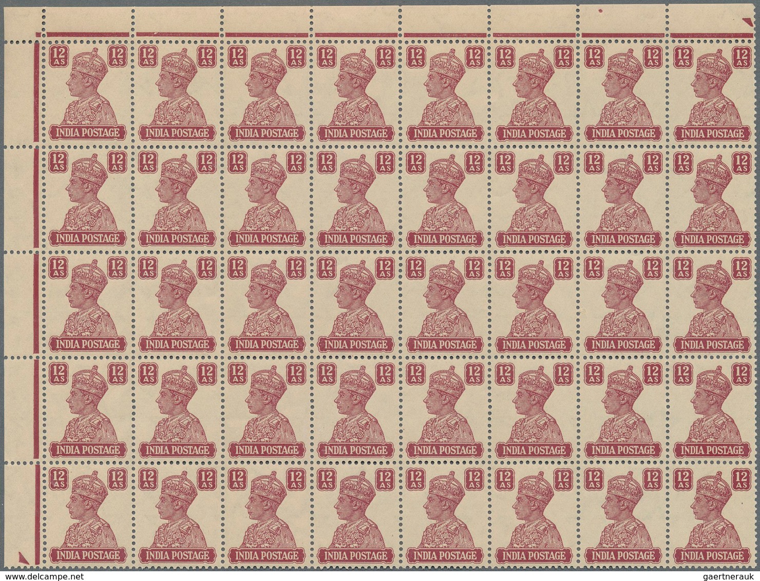 Indien: 1940-41, KGVI. 4a., 6a., 8a. And 12a. Each As Marginal Block Of 40, The 6a., 8a. And 12a. As - 1852 Sind Province