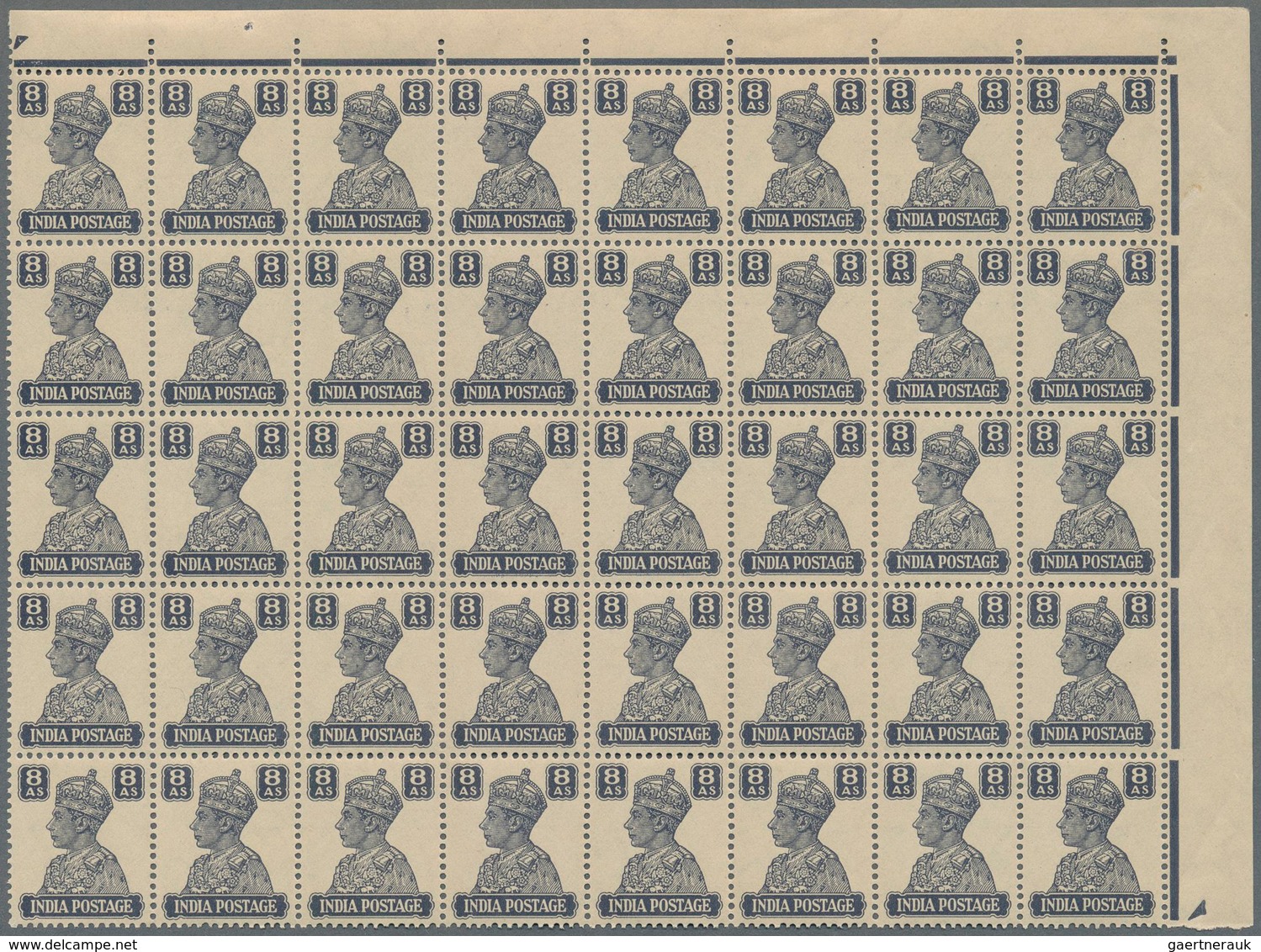 Indien: 1940-41, KGVI. 4a., 6a., 8a. And 12a. Each As Marginal Block Of 40, The 6a., 8a. And 12a. As - 1852 Provinz Von Sind