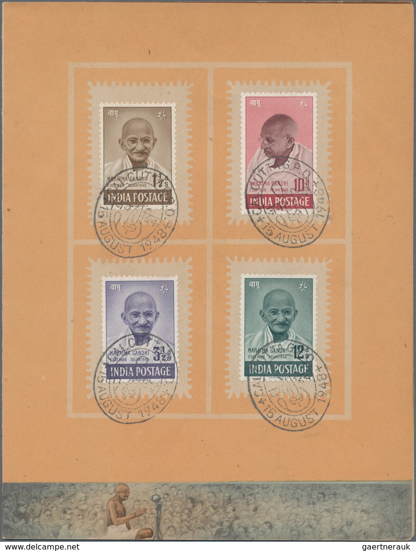 Indien: 1948, FDC, GANDHI, Cpl. Set Mounted On Leaves In A Special PRESENTATION FOLDER With First Da - 1852 Provincie Sind