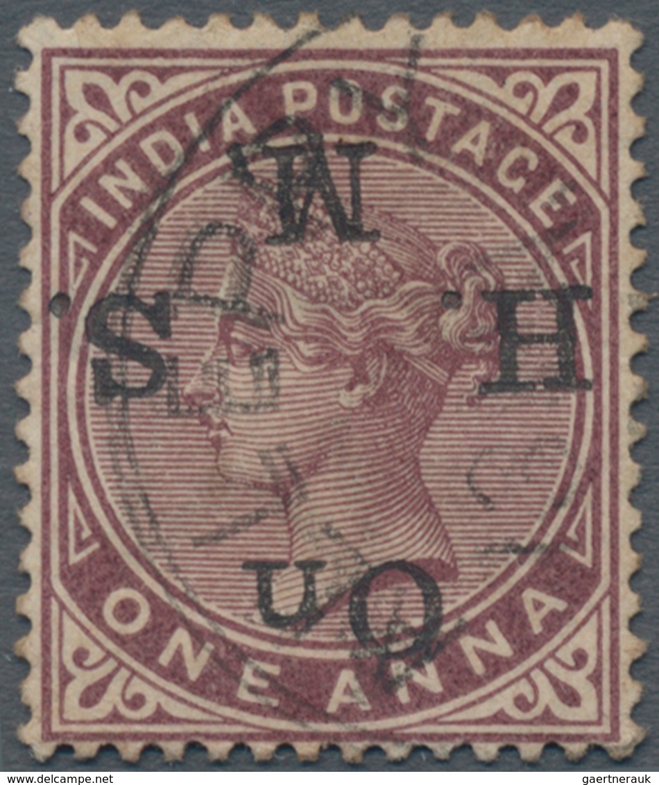 Indien - Dienstmarken: 1883-99 Official 1a. Brown-purple, Variety "OVERPRINT INVERTED", Used And Can - Dienstzegels