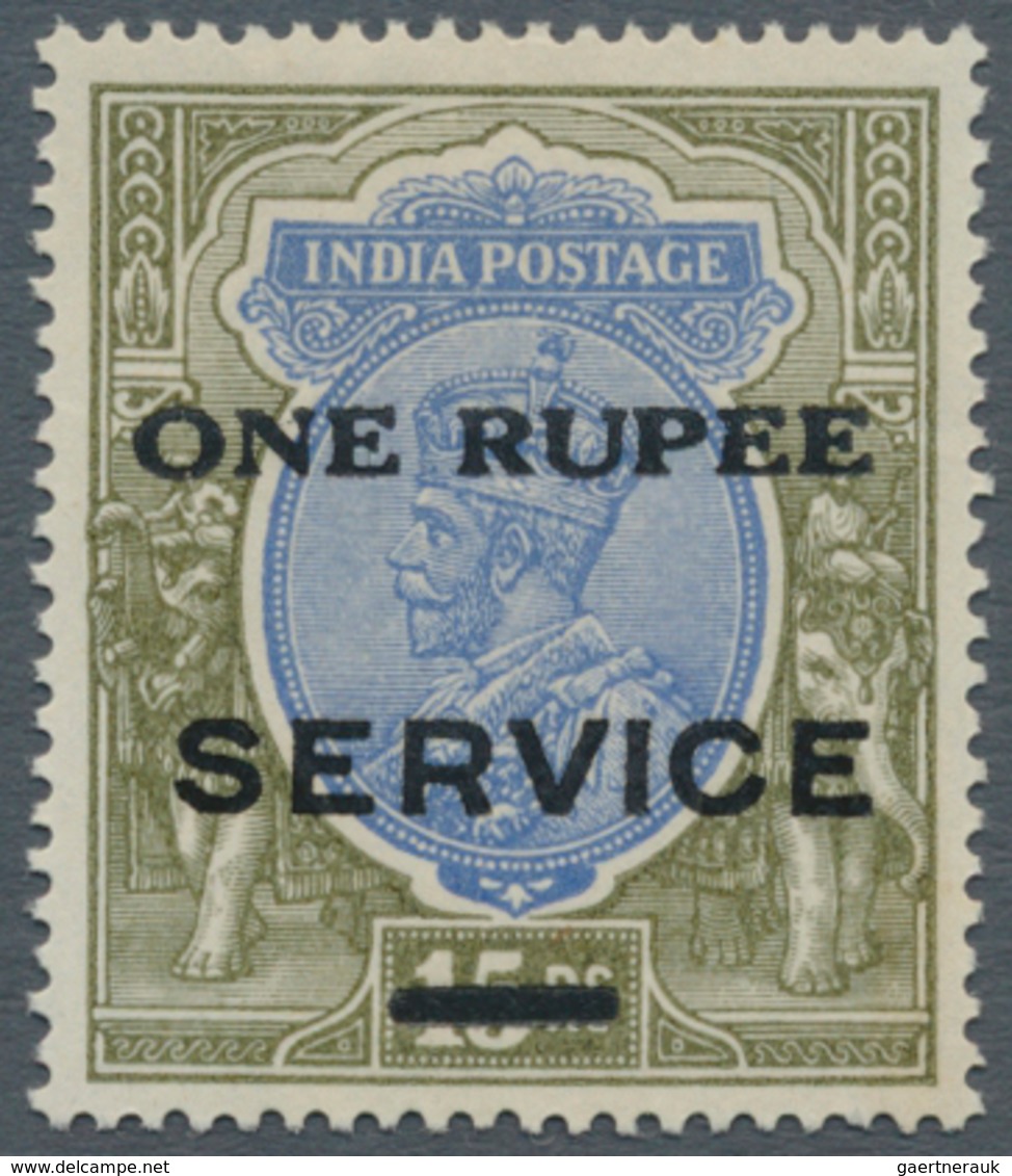 Indien - Dienstmarken: 1925 "ONE RUPEE" Trial Surcharge (as Type O14, But On One Line In Seriffed Le - Dienstzegels