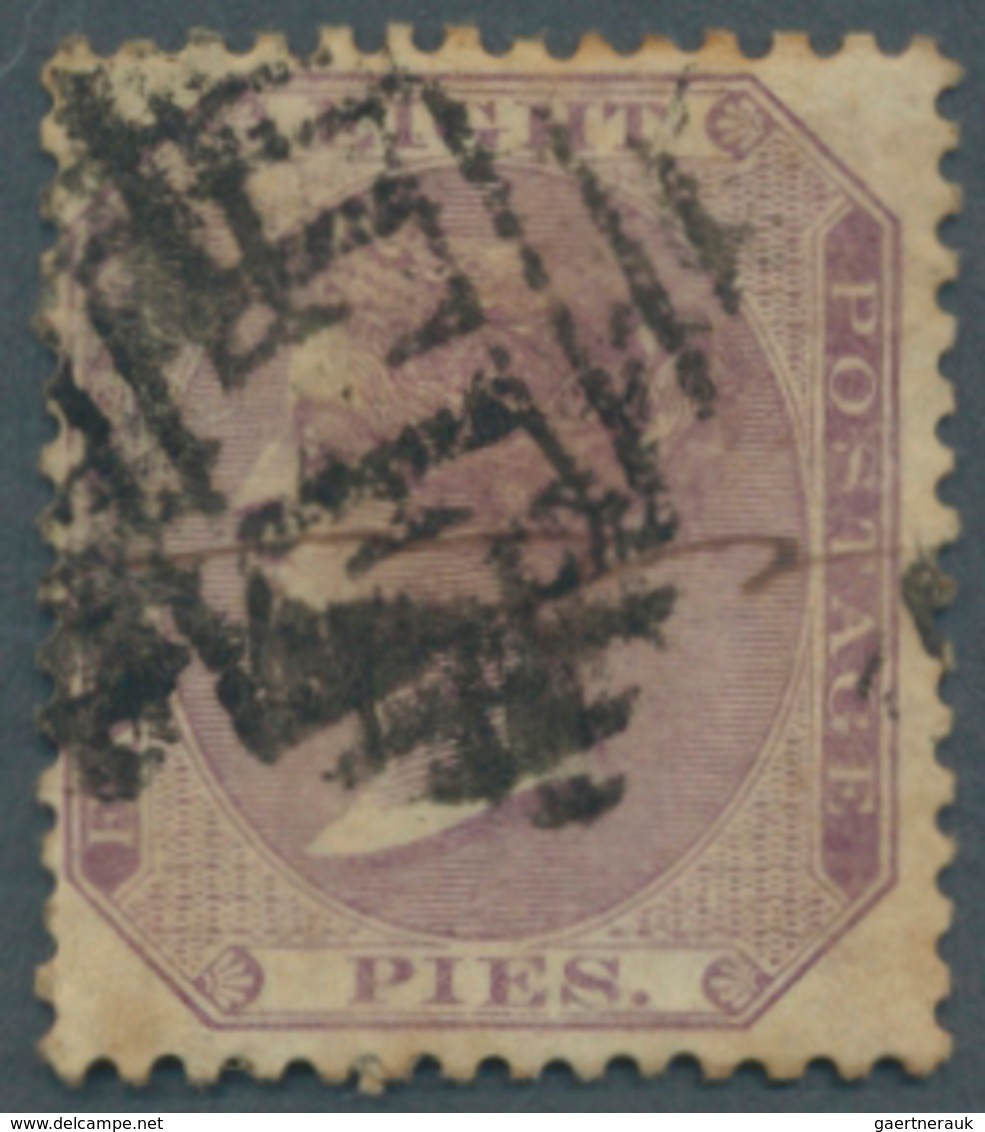 Indien - Used Abroad: ABYSSINIA 1868: India 1865 QV 8p. Purple Used And Cancelled By "F.F." In Diamo - Andere & Zonder Classificatie