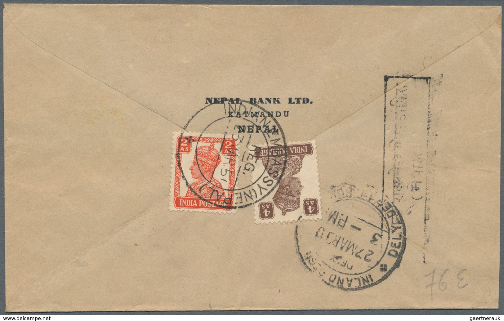 Indien - Used Abroad: NEPAL 1949-50: Five Registered Covers From Katmandu To Bombay Franked By India - Andere & Zonder Classificatie