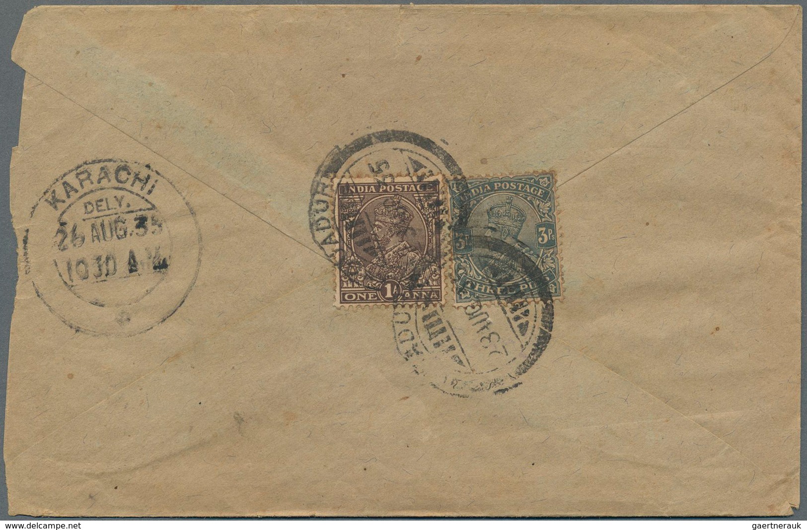 Indien - Used Abroad: PERSIAN GULF 1935: Cover + Contents From GUADUR To Karachi, Franked On Back By - Other & Unclassified