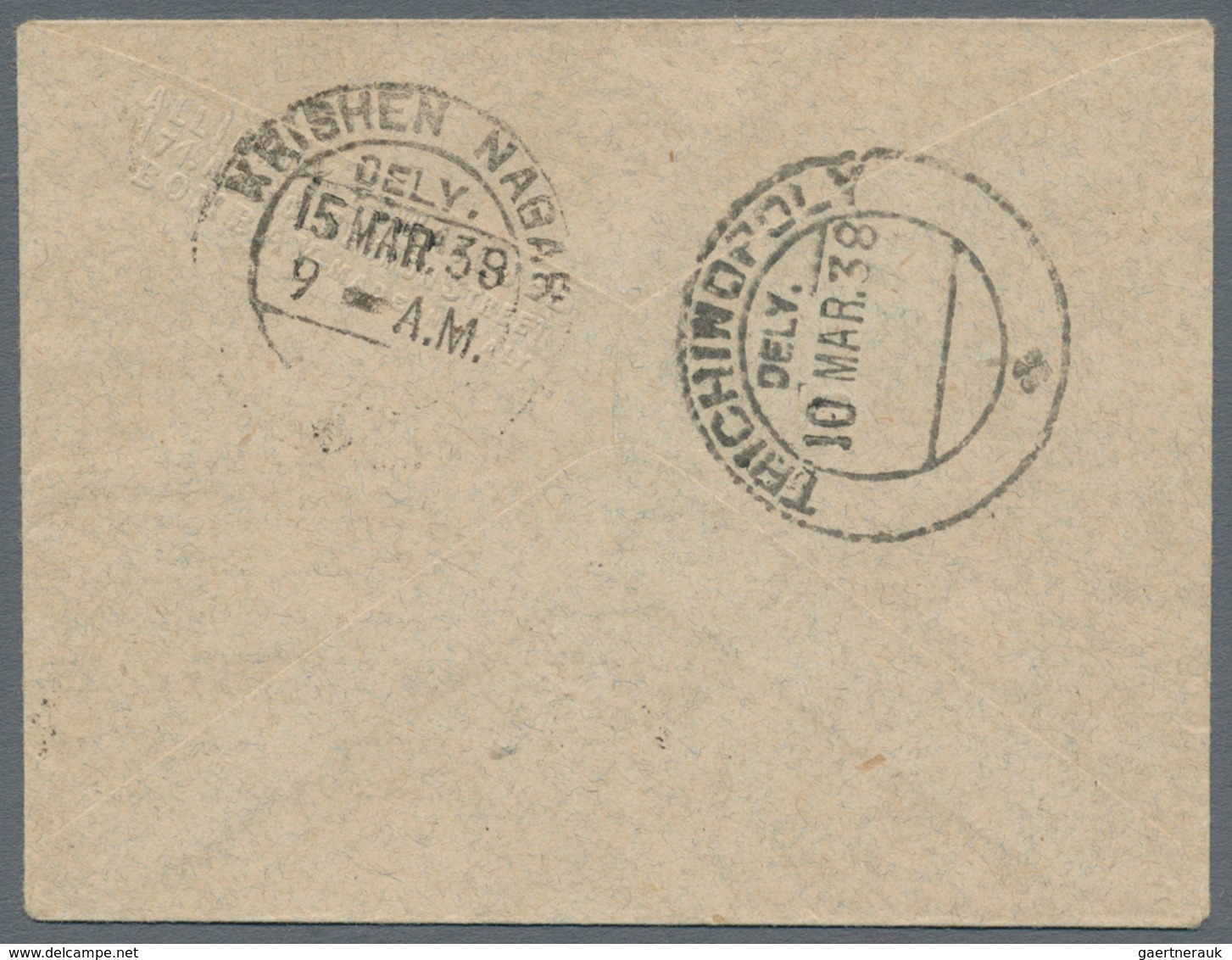 Indien - Used Abroad: PERSIAN GULF-GUADUR 1938: Small Cover From Guadur To Trichinopoli, India Via A - Sonstige & Ohne Zuordnung