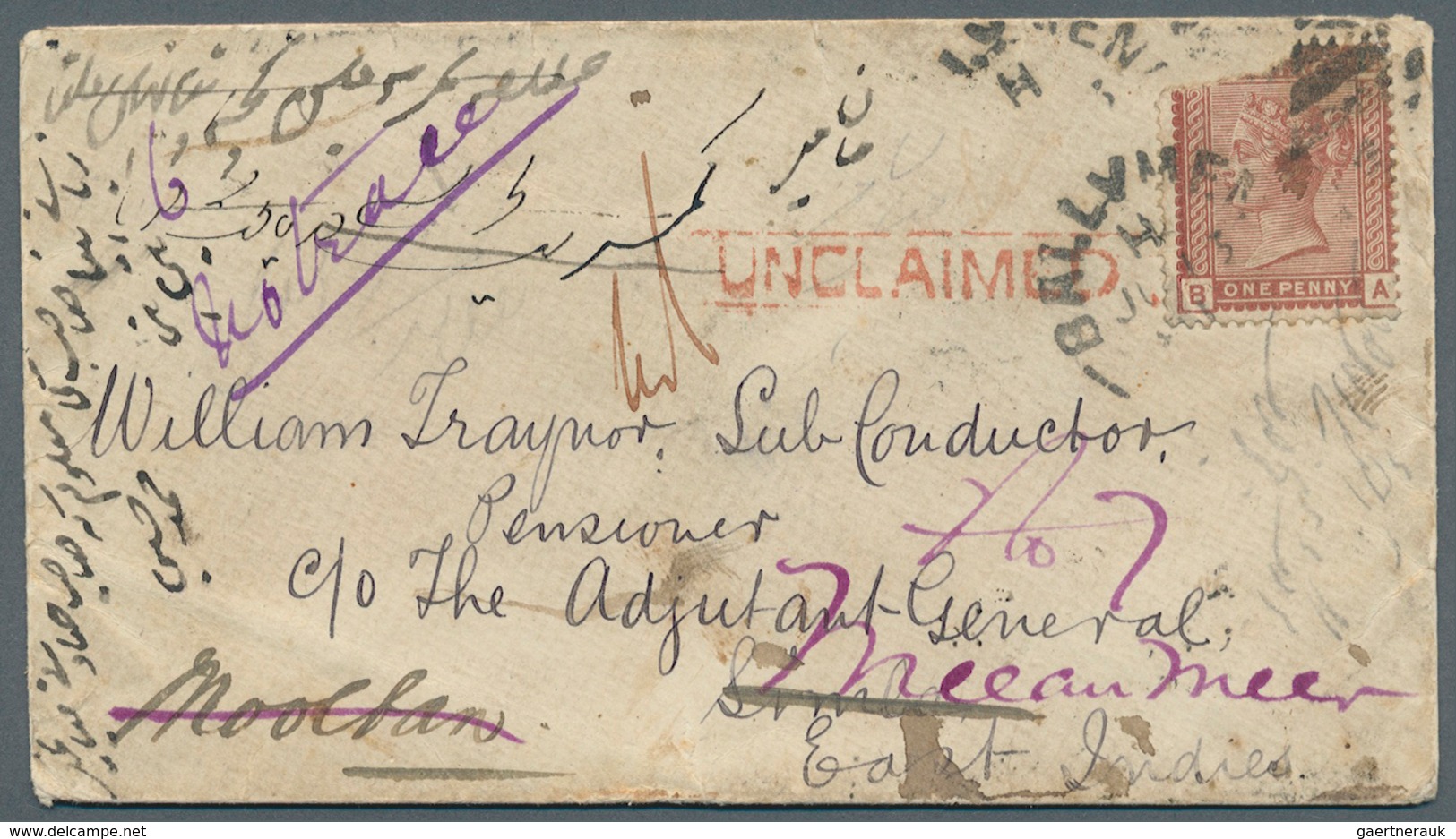 Indien - Feldpost: 1900. Soldier's Envelope Addressed To India Bearing Great Britain SG 166 (defecti - Militaire Vrijstelling Van Portkosten