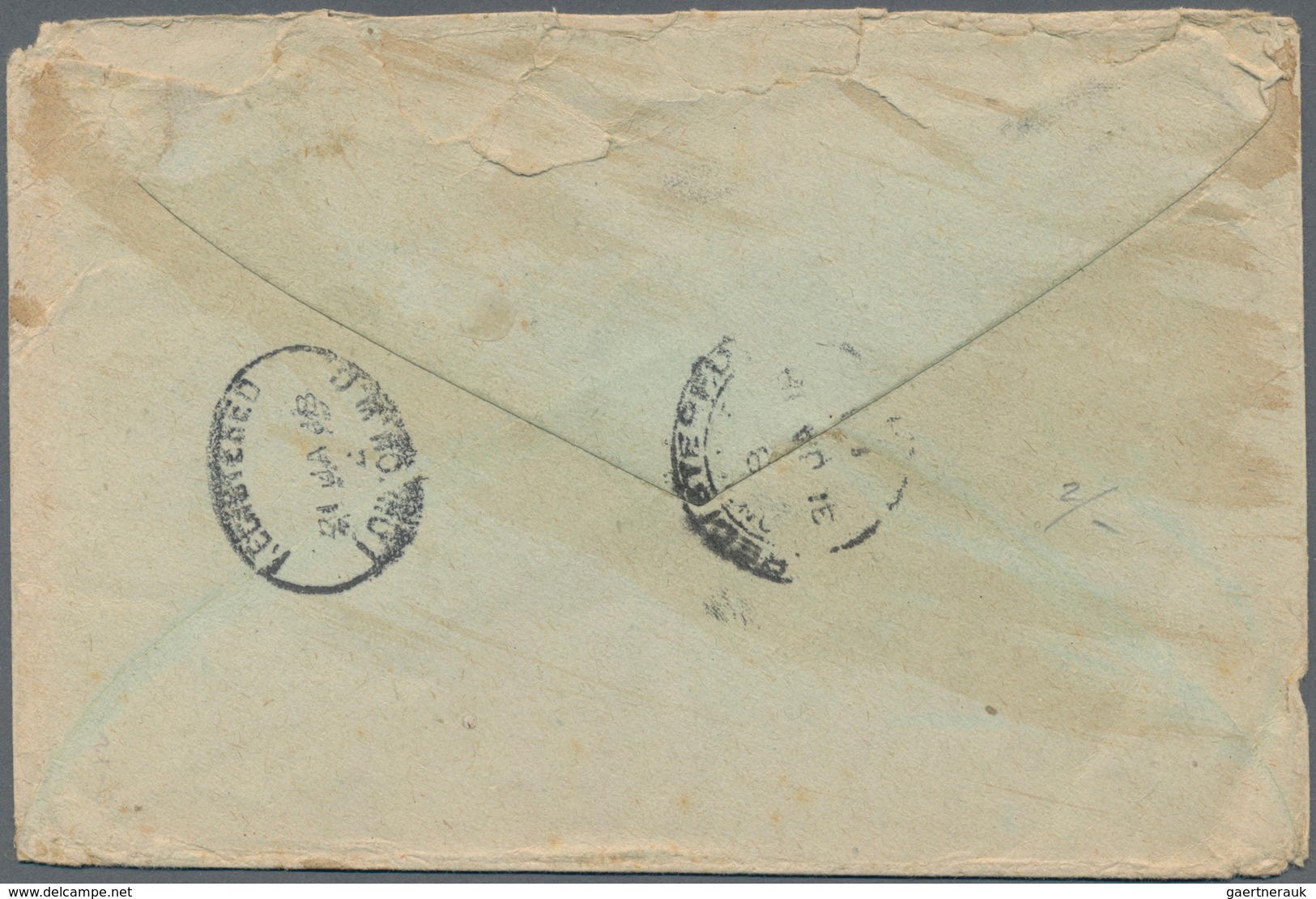 Indien - Feldpost: 1917 Registered Cover From Indian Base Office B In Dar-es-Salam, Tanganyika To Lo - Franquicia Militar