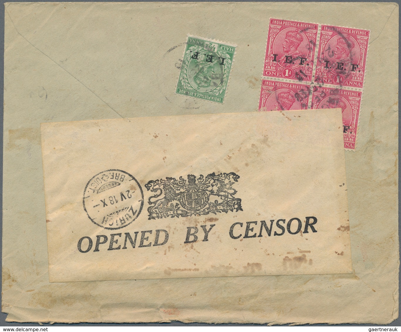 Indien - Feldpost: 1918 Registered And Censored Cover From Baghdad To Zurich, Switzerland Franked On - Military Service Stamp