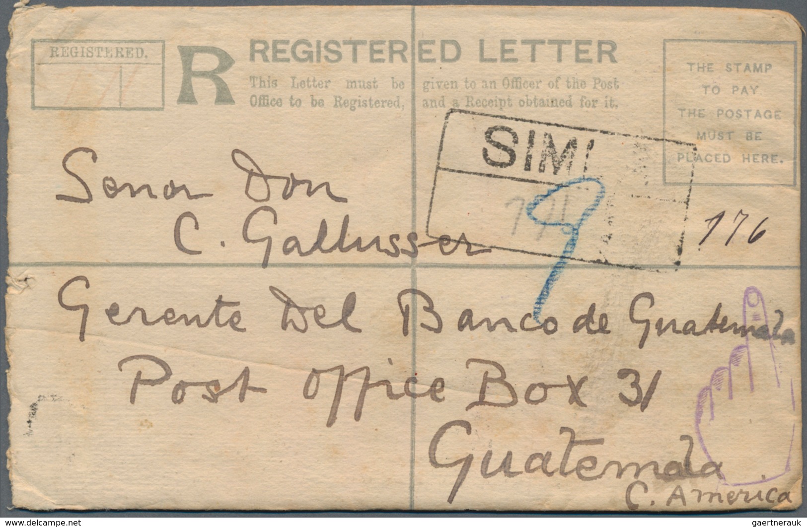 Indien - Ganzsachen: 1898 Destination GUATEMALA: Postal Stationery Registered Envelope 2a., Uprated - Non Classés