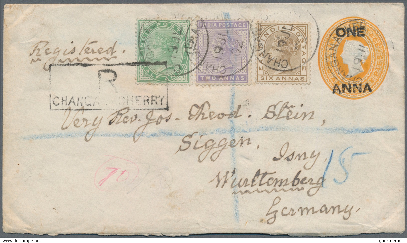 Indien - Ganzsachen: 1901-02: Two Postal Stationery Envelopes 1a. On 2a6p. Orange Used To Germany, W - Zonder Classificatie